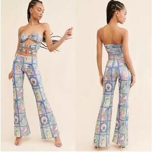 Oceanus Eden Glitter Zodiac Print Jumpsuit Size Small